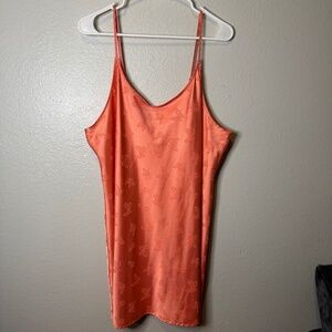 Joyspun Womens Satin chemise Coral Pink Butterfly Print